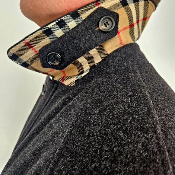 Burberry Black Wool Cashmere Nova Check Plaid Quilted Jacket Coat Mens Medium M - Picture 12 of 16